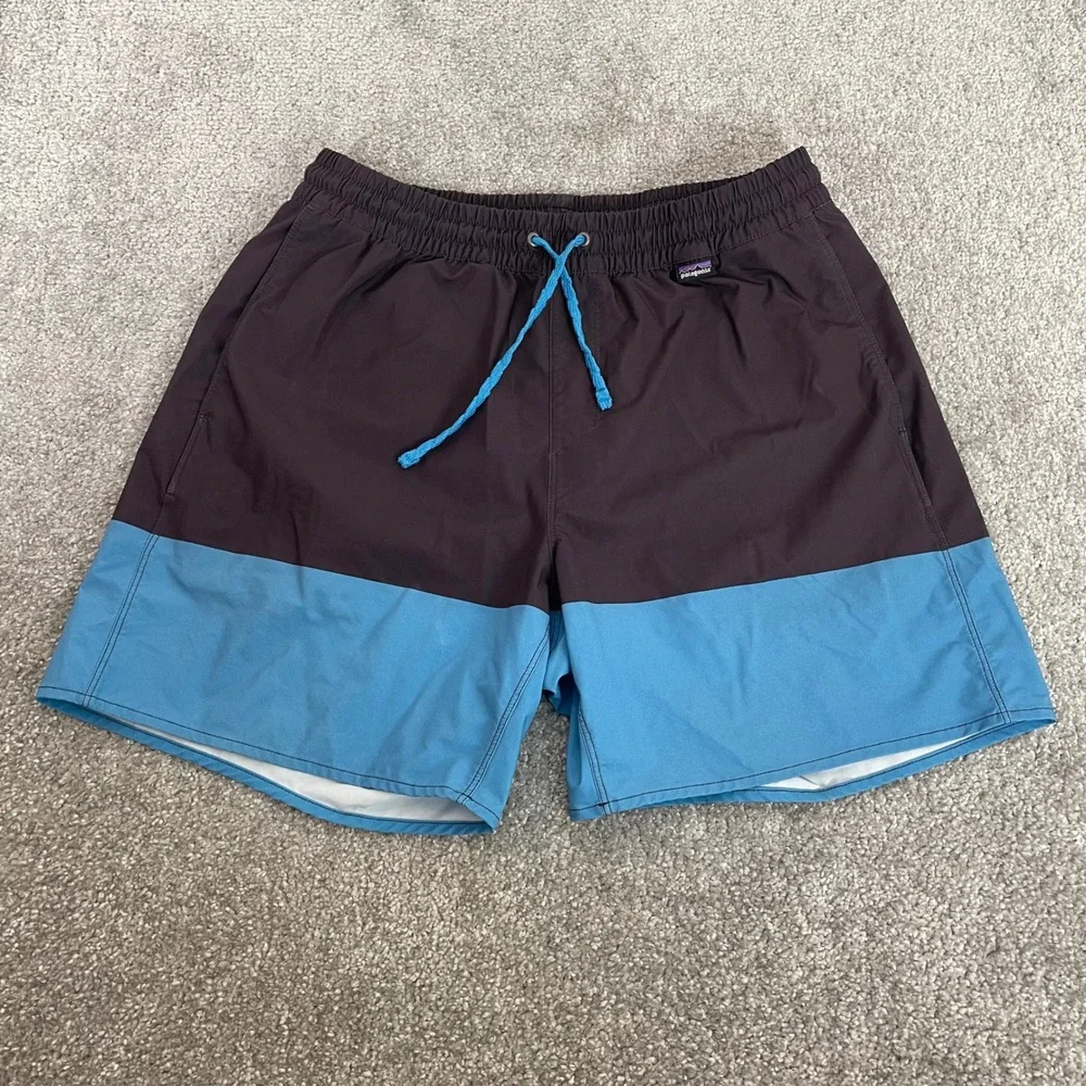 Patagonia Boardshorts Mens Medium Hydro Series Swim Trunks Brown Blue Colorblock